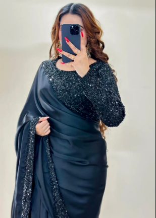 ELEGENT BLACK SILK SAREE