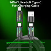 240W 4-in-1 USB C Cable | Fast Charging Multi-Device Cable – Sleekposh