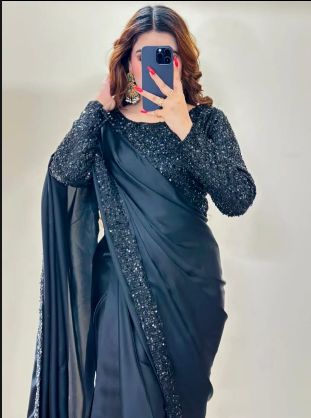 ELEGENT BLACK SILK SAREE