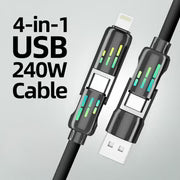 240W 4-in-1 USB C Cable | Fast Charging Multi-Device Cable – Sleekposh